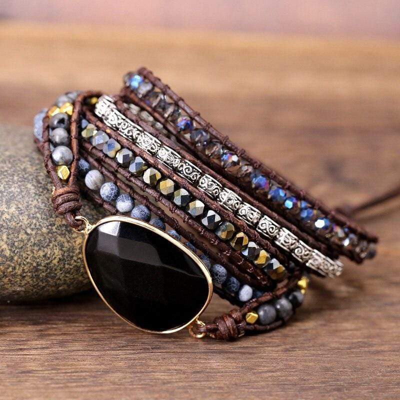 Khalee Samo Power Onyx Wickelarmband | Boho | 100% Handgemacht
