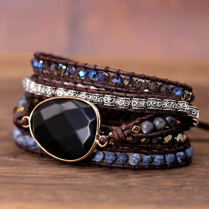 Khalee Samo Power Onyx Wickelarmband | Boho | 100% Handgemacht