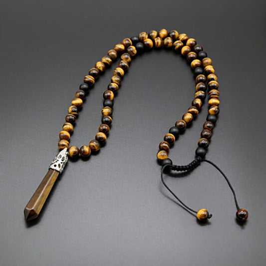 Khalee Samo Tigerauge Mala Halskette | Boho | 100% Handgemacht