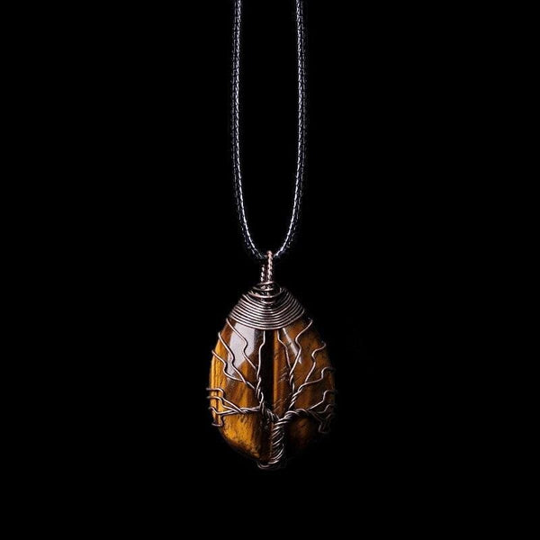 Tigerauge Tropfen Halskette | Boho