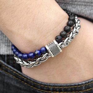 Bracelet chaîne lapis lazuli « Celui Profond » | Bohème | Élégant | Pour des hommes