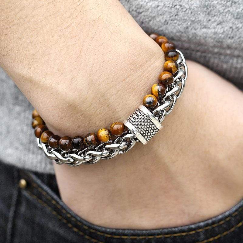 Bracelet chaîne oeil de tigre "Le Guerrier" | Bohème | Élégant | Pour des hommes