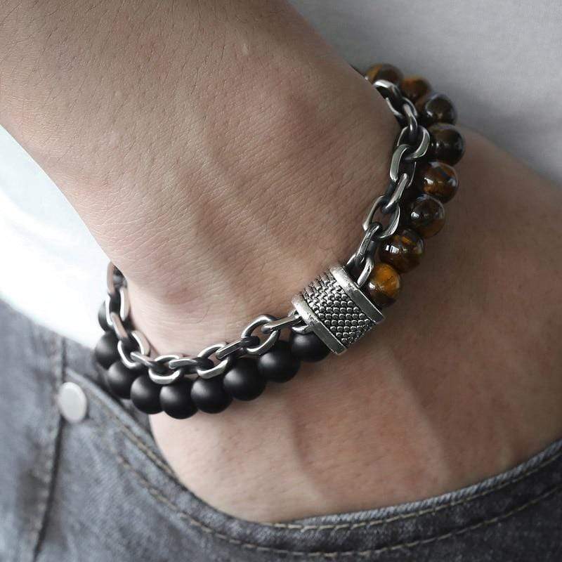 Bracelet chaîne oeil de tigre "Le Guerrier" | Bohème | Élégant | Pour des hommes